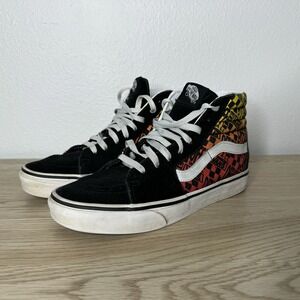 Vans Sk8-Hi High‎ Top Sneakers Logo Flame Suede Size 8.5 Men's and 10 Women's